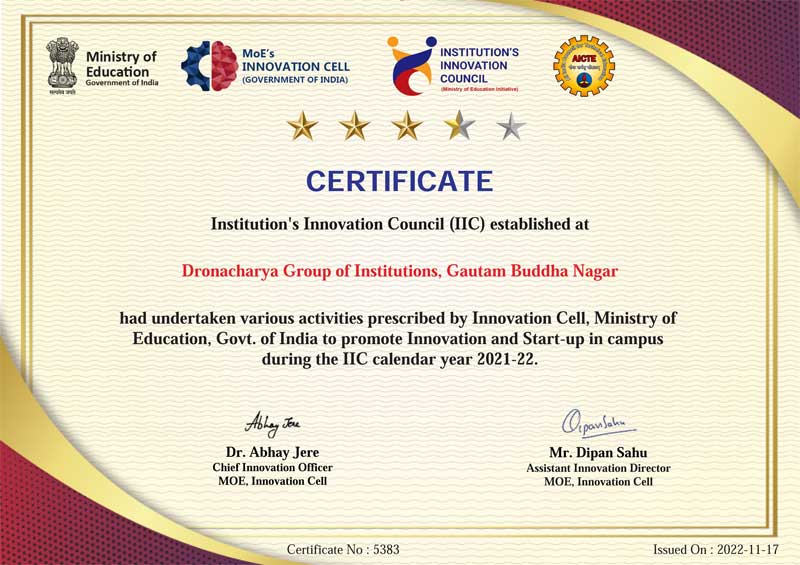 MOE IIC Certificate